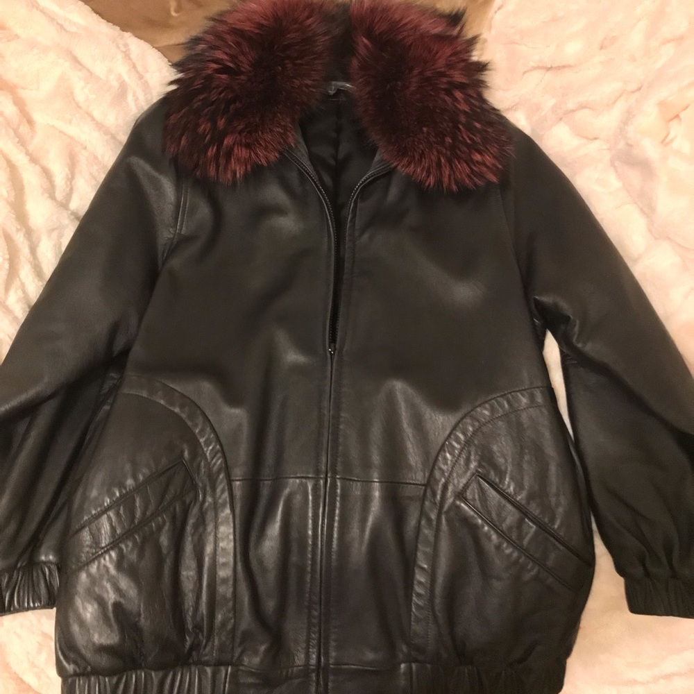 Black leather ladies Coat